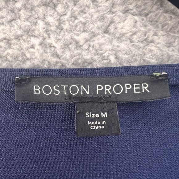 Boston Proper Womens Poncho Batwing Sleeves Tunic Blouse Navy Blue red M Medium - Picture 2 of 11